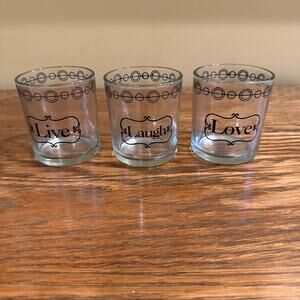 Live Laugh Love Glass Candle Holders